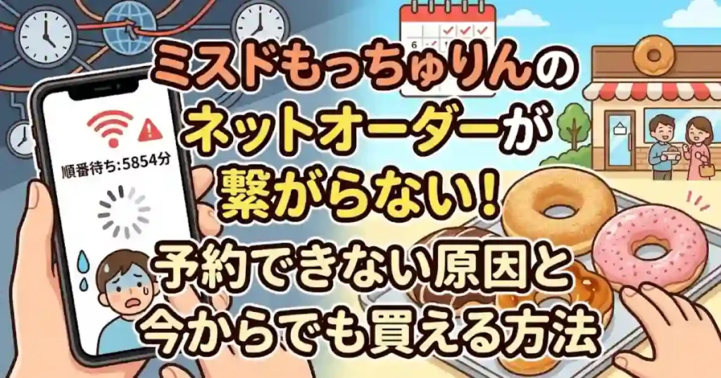 ミスドもっちゅりんのネットオーダーが繋がらない！予約できない原因と今からでも買える方法